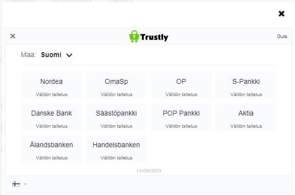 Trustly kasinot - pankkivalikoima